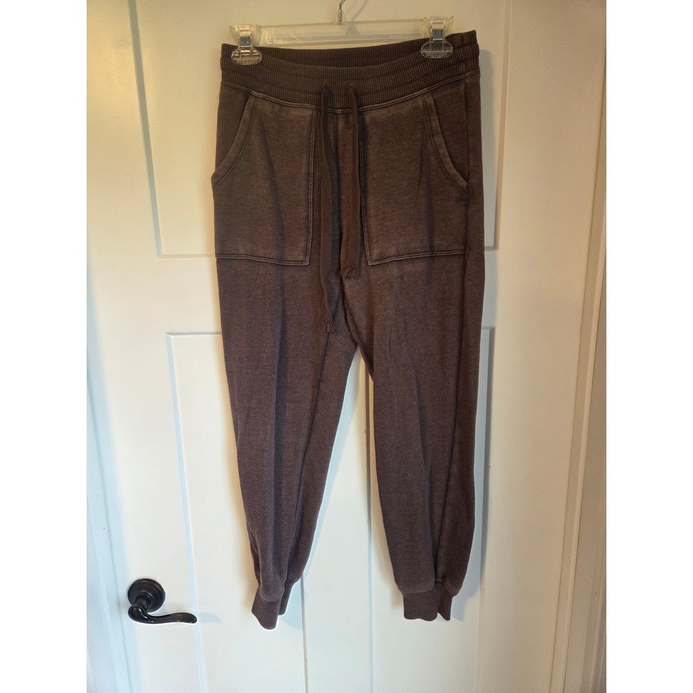 Aerie Brown Mineral Wash Fleece Joggers‎ High Waisted Sweatpants Small Regular